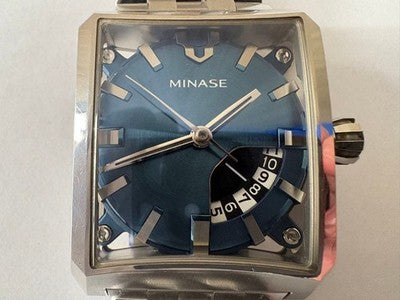 MINASE FIVE WINDOWS VM03-M03S BLUE DIAL AUTOMATIC MEN'S WATCH SS JAPAN 38MM