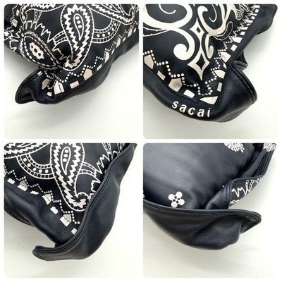 SACAI 16-01120M PAISLEY LEATHER 2WAY ROPE HANDLE SHOULDER BAG NAVY/WHITE