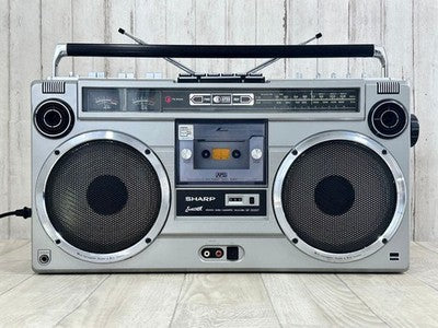 SHARP GF-303ST RADIO CASSETTE BOOMBOX RETRO SHOWA ERA W/ ORIGINAL COVER TESTED