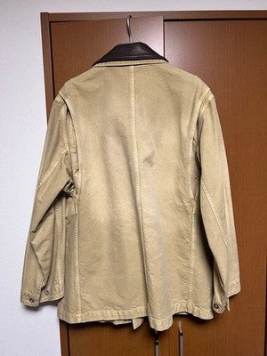 AURALEE ORGANIC COTTON DUCK BLOUSON LIGHT BEIGE MENS SIZE 4 USED MADE IN JAPAN