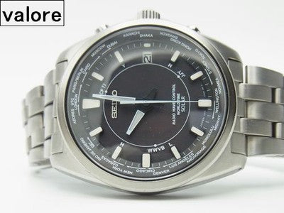 SEIKO BRIGHTZ SBFT003 TITANIUM SOLAR RADIO WORLD TIME MEN'S WATCH 39MM JAPAN