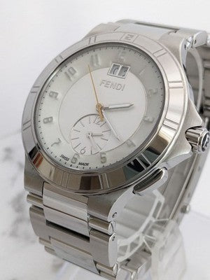 FENDI HIGH SPEED 4700G QUARTZ WHITE DIAL DATE STAINLESS STEEL MENS WATCH W/ BOX