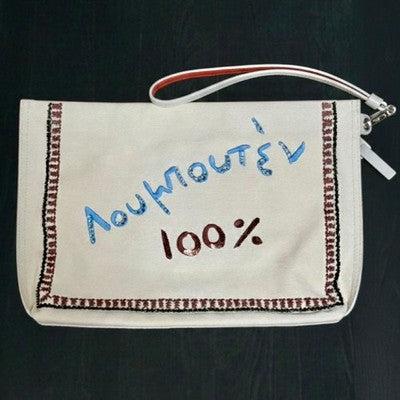 CHRISTIAN LOUBOUTIN GREEKABA EMBROIDERED TOTE BAG MULTI-COLOR LIMITED EDITION