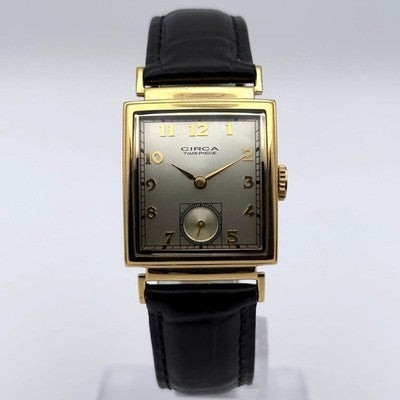 CIRCA 23KGP QUARTZ MEN'S WRISTWATCH SMALL SECONDS, UNISEX DIAL: GOLD SQUARE FACE