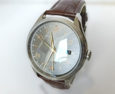 BAUME&MERCIER MEN'S WATCH CLIFTON DUAL TIME MOA10111 AUTOMATIC SS LEATHER DATE