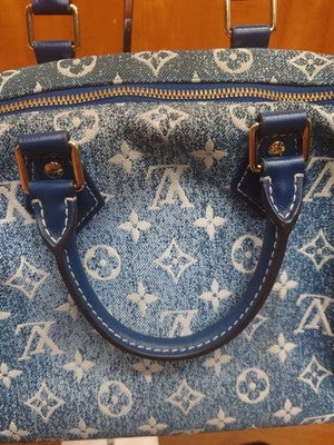 LOUIS VUITTON M59609 SPEEDY BANDOULIERE 25 MONOGRAM DENIM SHOULDER BAG BLUE