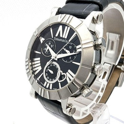 TIFFANY ATLAS CHRONOGRAPH Z1301 QUARTZ MENS WATCH WHITE DIAL DATE JAPAN