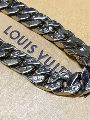 LOUIS VUITTON MONOGRAM CHAIN NECKLACE BRACELET SET M69987 SILVER