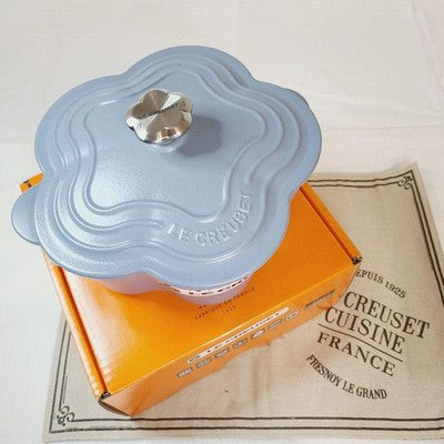 LE CREUSET COCOTTE FLEUR 20CM MINERAL BLUE FLOWER KNOB RARE NEW JP