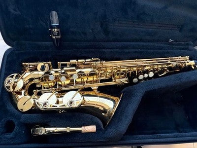 YAMAHA YAS380 ALTO SAXOPHONE GOLD LACQUER TESTED WORKING W/ HARD CASE