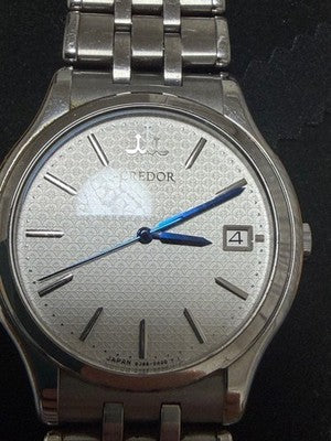 SEIKO CREDOR GCAZ057 8J86-7A00 QUARTZ DRESS WATCH BLUE HANDS WHITE DIAL MEN'S