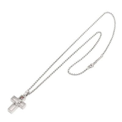 CHOPARD HAPPY DIAMONDS CROSS NECKLACE 18K WHITE PINK GOLD SAPPHIRE DIAMOND 42CM