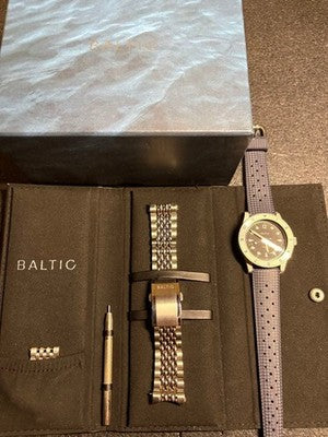 BALTIC AQUASCAPHE AUTOMATIC DIVER BLACK DIAL TROPIC RUBBER BOXED BRACELET