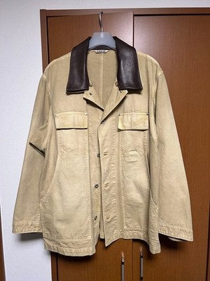 AURALEE ORGANIC COTTON DUCK BLOUSON LIGHT BEIGE MENS SIZE 4 USED MADE IN JAPAN