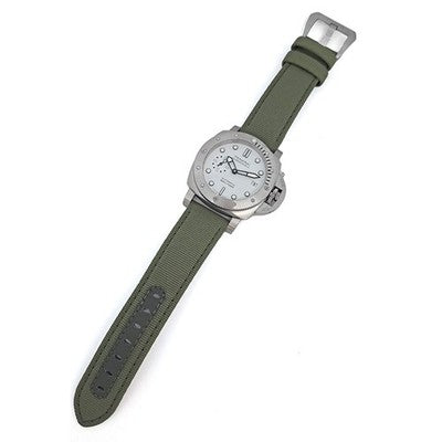 PANERAI SUBMERSIBLE BIANCO PAM02223 ORIGINAL GREEN TEXTILE STRAP SS WHITE WATCH