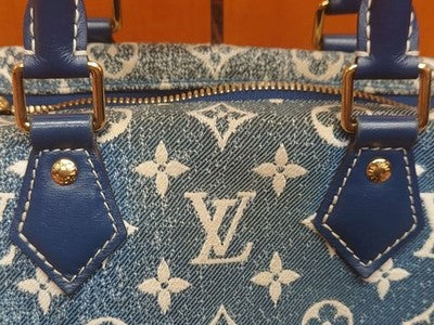 LOUIS VUITTON M59609 SPEEDY BANDOULIERE 25 MONOGRAM DENIM SHOULDER BAG BLUE