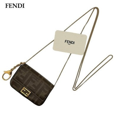 FENDI 7AR798 ZUCCA NANO BAGUETTE MINI CHAIN SHOULDER BAG CHARM PVC FF