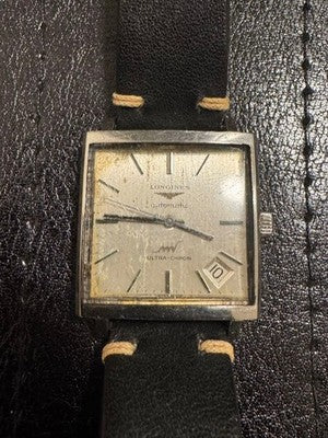 LONGINES ULTRA CHRON CAL 431 AUTOMATIC WATCH SQUARE DATE SILVER DIAL AS IS