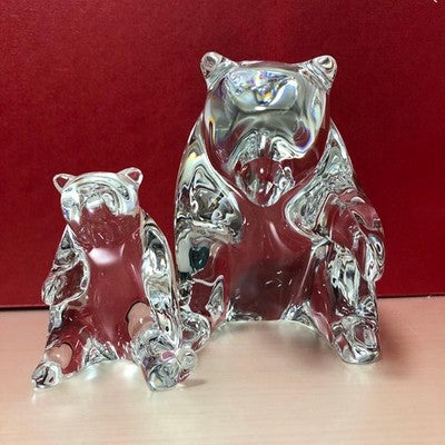 BACCARAT PARENT AND CHILD BEAR FIGURINE CRYSTAL LOET VANDERVEEN SIGNED