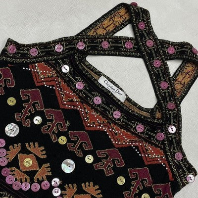 CHRISTIAN DIOR BY GALLIANO EMBROIDERED BOTANICAL WOMENS TANK TOP SIZE 40/US 8