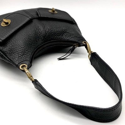 MIU MIU BLACK LEATHER SHOULDER BAG TURN LOCK GOLD HARDWARE NERO WITH CARD