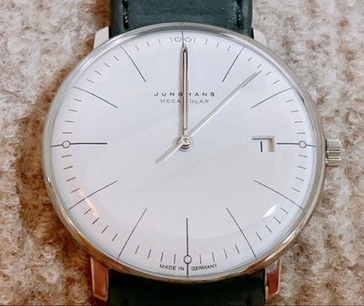 JUNGHANS 059/2020 04 MAX BILL MEN'S WRISTWATCH RADIO SOLAR ROUND FACE GERMANY
