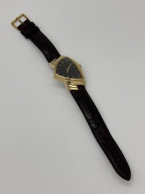 HAMILTON VENTURA 6250 QUARTZ BLACK DIAL GENUINE BAND LEATHER MEN'S WATCH