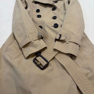 BURBERRY THE CHELSEA TRENCH COAT JACKET BLOUSON WOMEN SIZE US 2 NOVA PLAID BEIGE