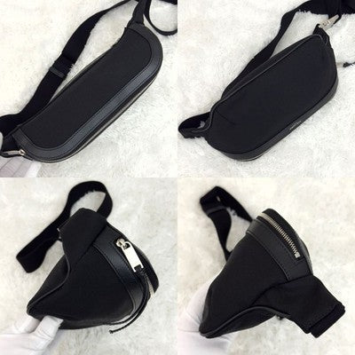 SAINT LAURENT CITY BODY BAG CANVAS LEATHER BLACK RFID BUILT-IN NEAR MINT