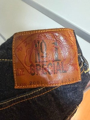 EVISU PINK ART DENIM PANTS SIZE 42X32 USED IN JAPAN UNIQUE DESIGN