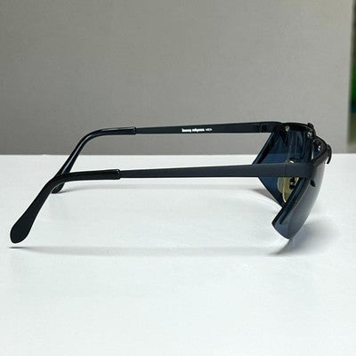 ISSEY MIYAKE MEN VINTAGE SUNGLASSES MATTE BLACK BLUE LENS RARE EARLY LOGO