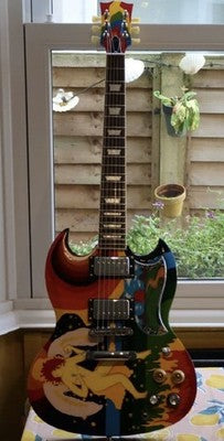 SG THE FOOL REPLICA ELECTRIC GUITAR W/ GIBSON HARD CASE, STRAP, TAILPIECE COVER