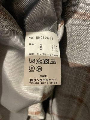 RING JACKET MEISTER 206 GRAY BROWN CHECK SINGLE JACKET JP SIZE 48 FROM JAPAN
