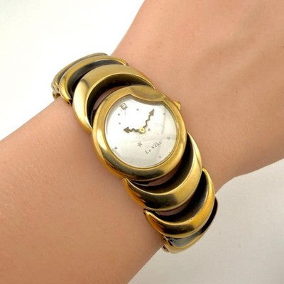 SEIKO LE VENT 1F20-5J50 SAYOKO YAMAGUCHI MODEL QUARTZ LADIES WATCH GOLD TONE
