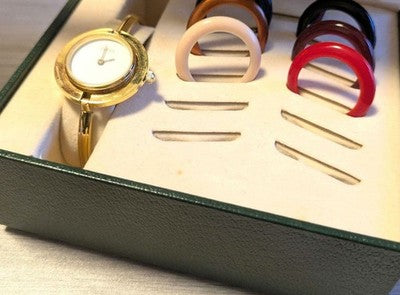 GUCCI CHANGE BEZEL 7 COLORS GOLD WOMEN'S WATCH S SIZE EXCELLENT++++