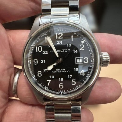 HAMILTON KHAKI FIELD AUTO H706250 BLACK DIAL AUTOMATIC MEN'S WATCH 44MM