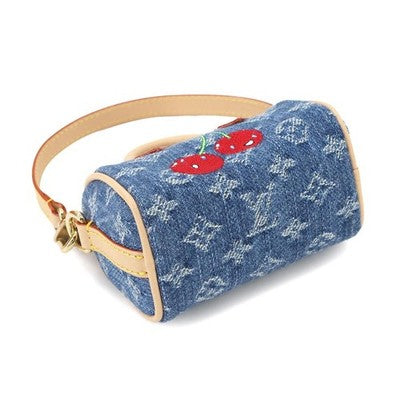 LOUIS VUITTON X TAKASHI MURAKAMI M02535 DENIM CHERRY BAG CHARM MICRO SPEEDY