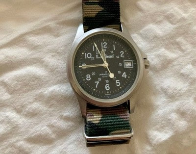 L.L.BEAN HAMILTON WRISTWATCH STAINLESS STEEL WATER RESISTANT WITH BOX MANUAL