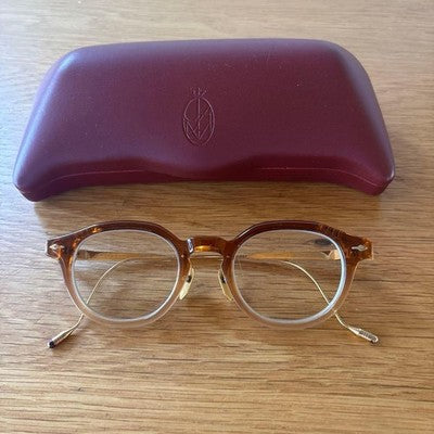 JACQUES MARIE MAGE ANGELI JMMA 11L BROWN ROUND FRAME GLASSES CASE JAPAN