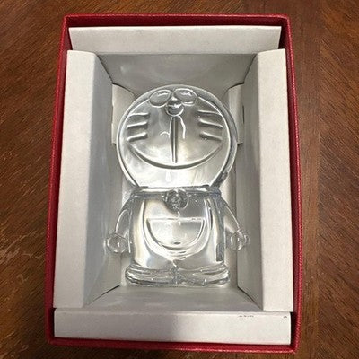 BACCARAT DORAEMON CRYSTAL FIGURINE CLEAR GLASS COLLECTIBLE FIGURE JAPAN USED