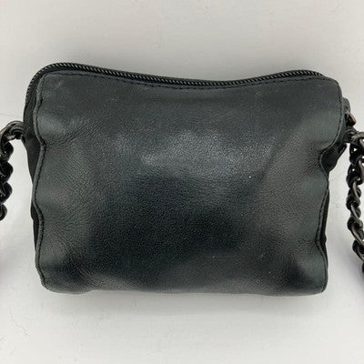 PRADA BLACK NAPPA LEATHER CHAIN MINI SHOULDER BAG LOGO EMBOSSED AUTHENTIC