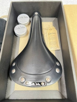 SELLE ITALIA STORICA BLACK LEATHER SADDLE 145 X 295MM CRMO RAIL MADE IN ITALY