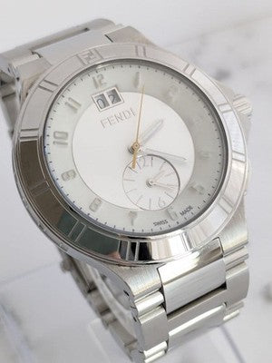 FENDI HIGH SPEED 4700G QUARTZ WHITE DIAL DATE STAINLESS STEEL MENS WATCH W/ BOX