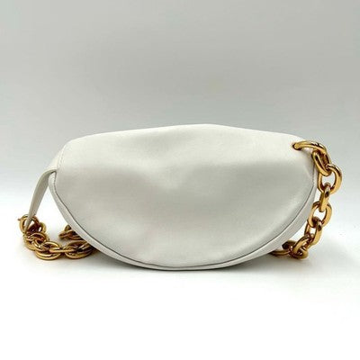 BOTTEGA VENETA THE POUCH CHAIN SHOULDER BODY BAG WHITE LAMBSKIN ITALY