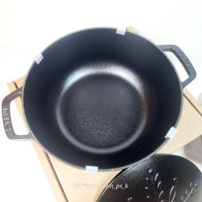 STAUB SNOWFLAKE WA-NABE XL 24CM BLACK LIMITED BRASS KNOB RARE POT