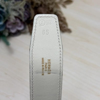 HERMES CONSTANCE REVERSIBLE H BELT SIZE 65 CREAM BROWN GOLD HW Z STAMP 1996