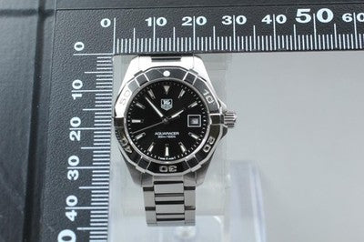 TAG HEUER AQUARACER WAY1410 BLACK DIAL STAINLESS STEEL QUARTZ LADIES WATCH USED