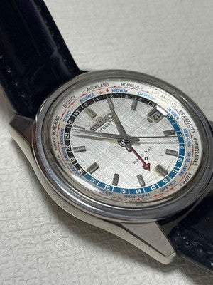 SEIKO WORLD TIME AUTOMATIC 6117-6010 SILVER DIAL VINTAGE MEN'S WATCH - WORKING