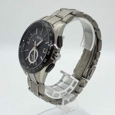 SEIKO BRIGHTZ SAGA241 8B63-0AB0 TITANIUM SOLAR RADIO BLACK DIAL MENS WATCH