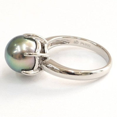 TASAKI PEARL SOUTH SEA BLACK PEARL 9.7MM PT900 RING APPROXIMATELY 10.5 SIZE